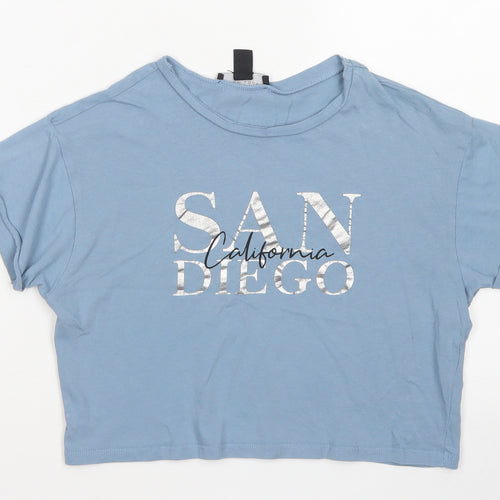 915 Generation Girls Blue  Cotton Cropped T-Shirt Size 10-11 Years Crew Neck