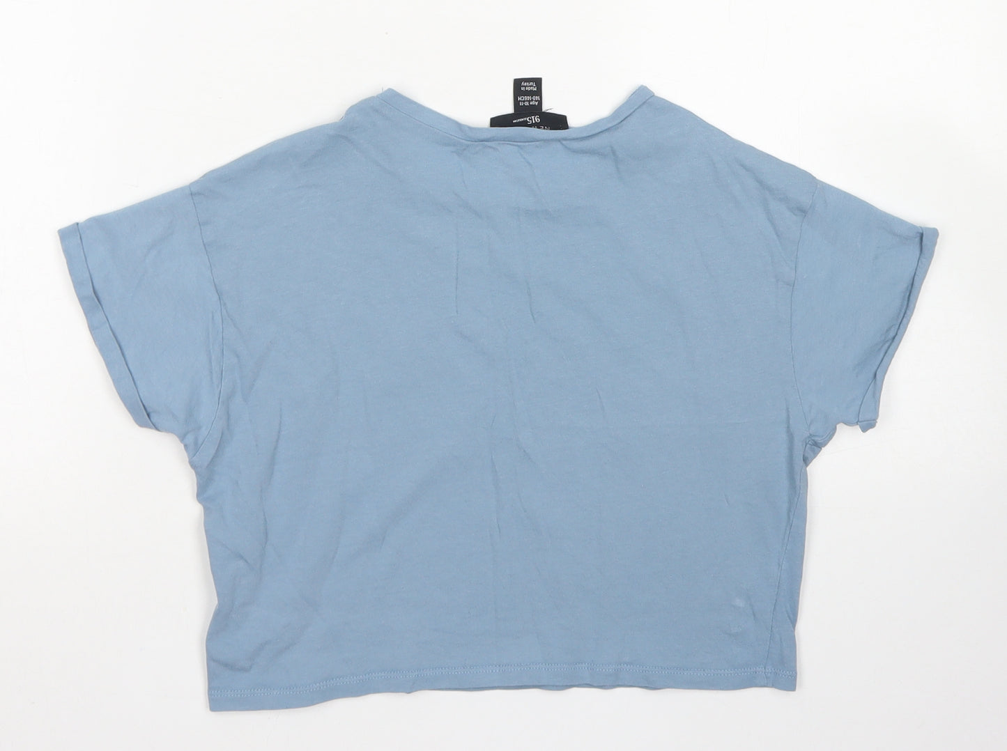 915 Generation Girls Blue  Cotton Cropped T-Shirt Size 10-11 Years Crew Neck