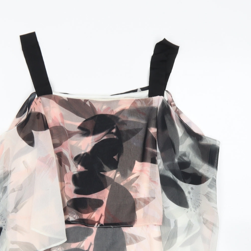 Coast Womens Pink Floral Polyester Basic Blouse Size 14 Round Neck