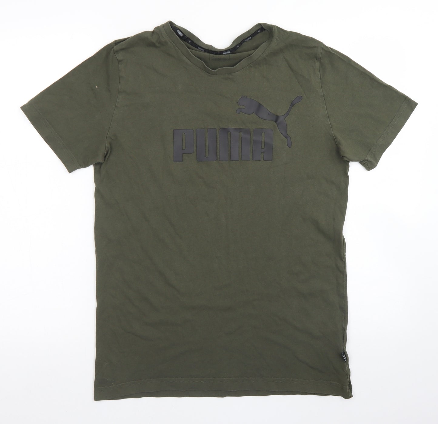 PUMA Mens Green  Cotton  T-Shirt Size M Crew Neck