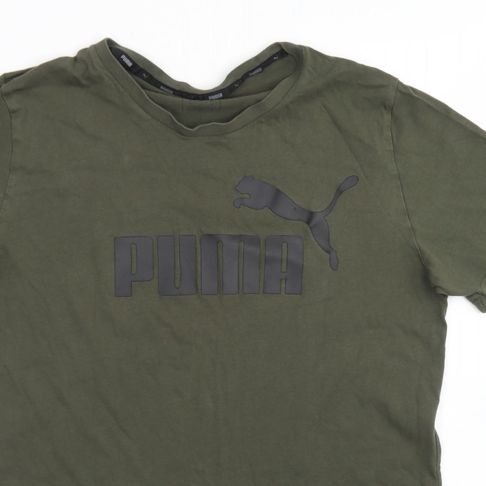 PUMA Mens Green  Cotton  T-Shirt Size M Crew Neck
