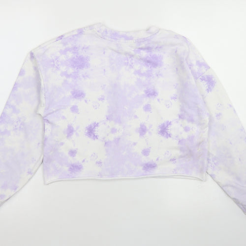 George Girls Purple  Cotton Pullover Sweatshirt Size 12-13 Years   - Tie Dye, Cropped