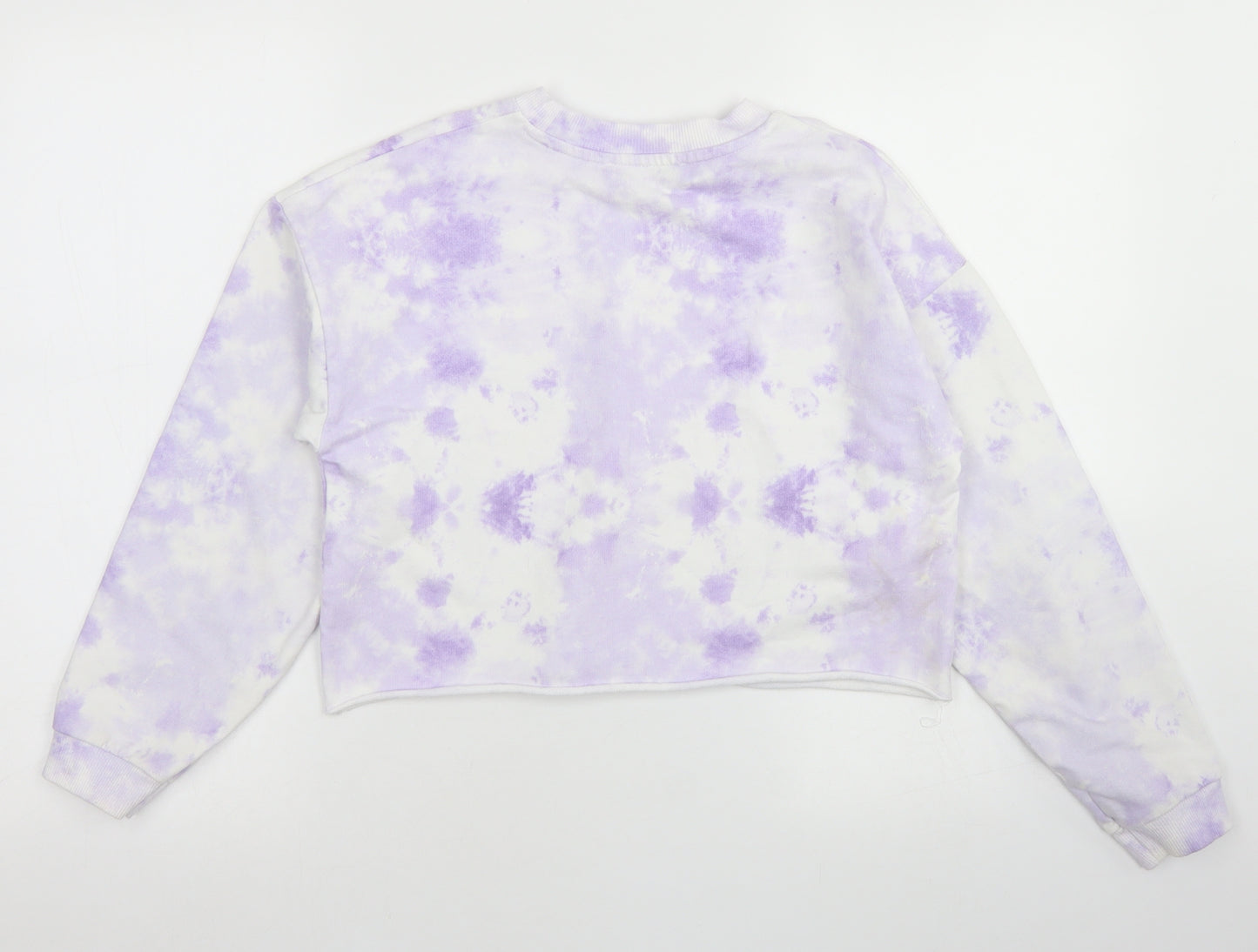 George Girls Purple  Cotton Pullover Sweatshirt Size 12-13 Years   - Tie Dye, Cropped