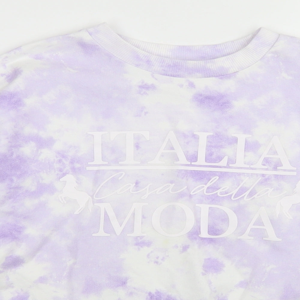 George Girls Purple  Cotton Pullover Sweatshirt Size 12-13 Years   - Tie Dye, Cropped