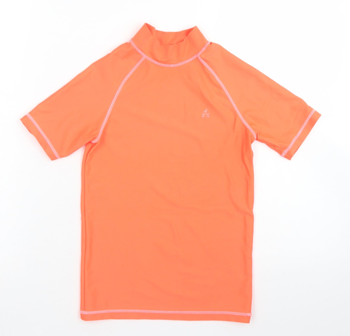 NEXT Boys Orange  Polyester Basic T-Shirt Size 7 Years Mock Neck  - Rash Vest