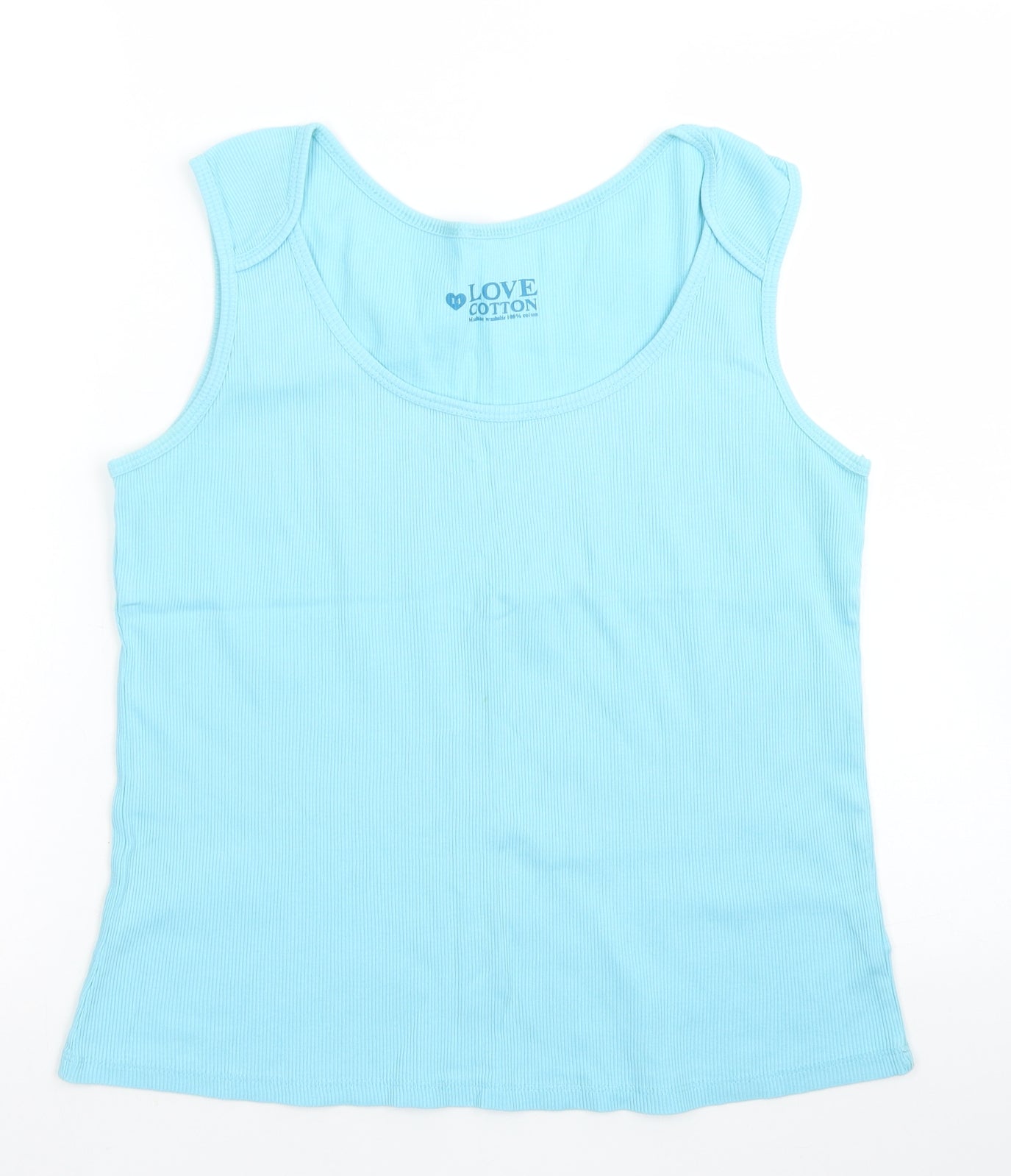 BHS Womens Blue  Cotton Basic Tank Size 14 Round Neck