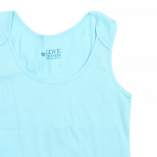 BHS Womens Blue  Cotton Basic Tank Size 14 Round Neck