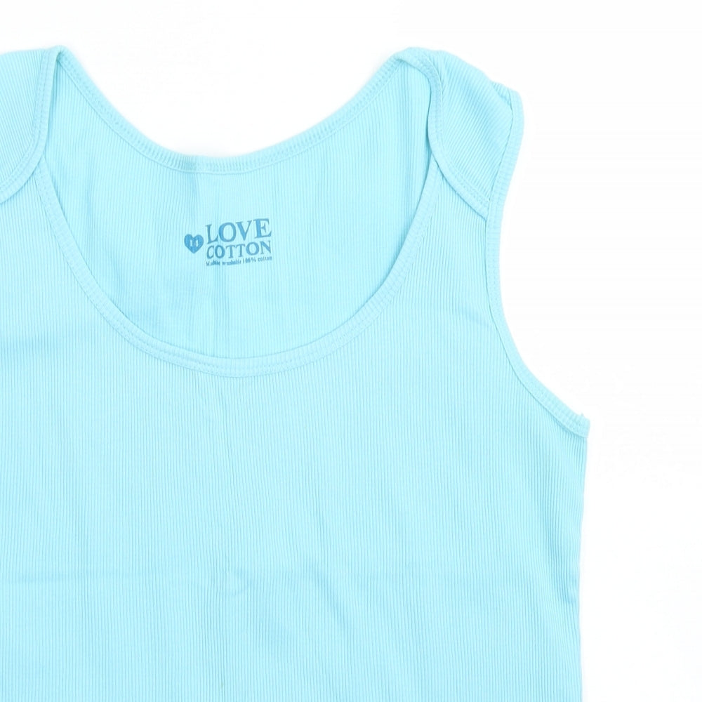 BHS Womens Blue  Cotton Basic Tank Size 14 Round Neck