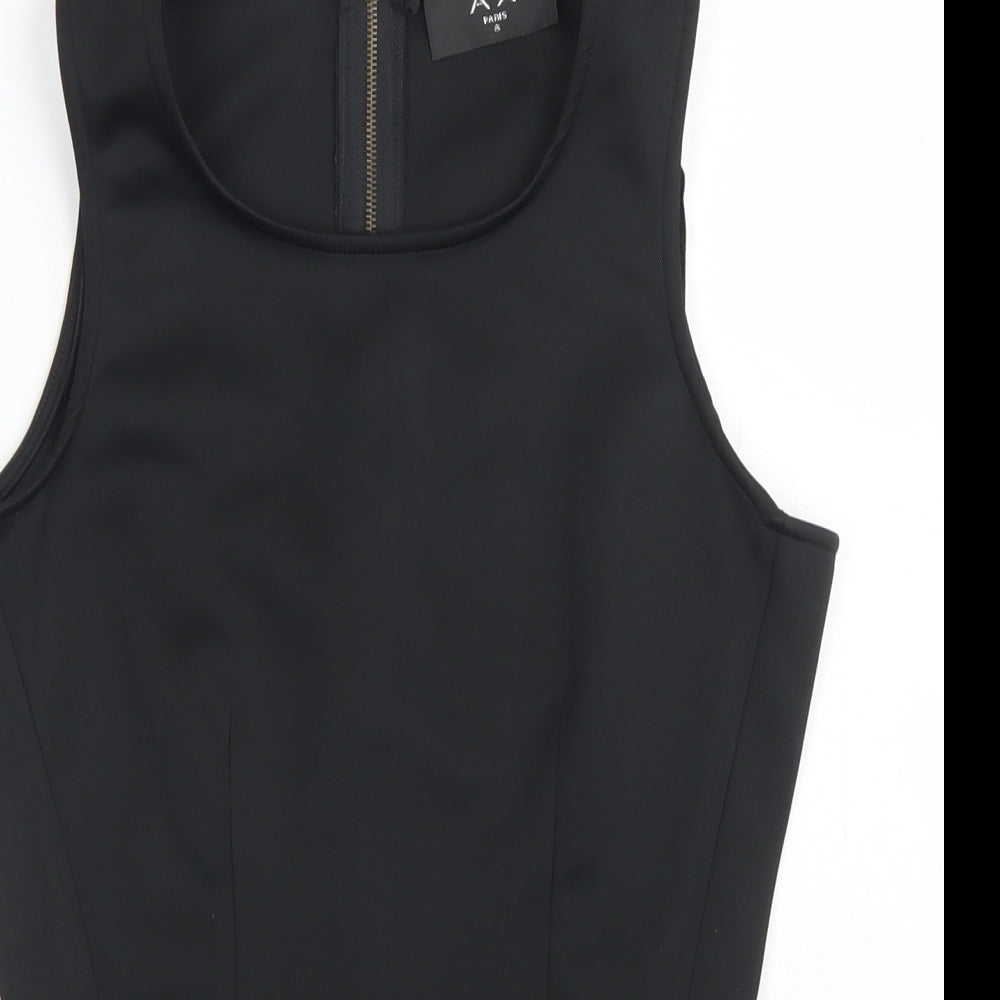 AX Paris Womens Black  Polyester Basic Blouse Size 8 Round Neck - Peplum