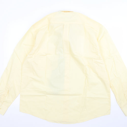 Tom Hagan Mens Yellow  Polyester  Dress Shirt Size 16.5 Collared Button - With Tie
