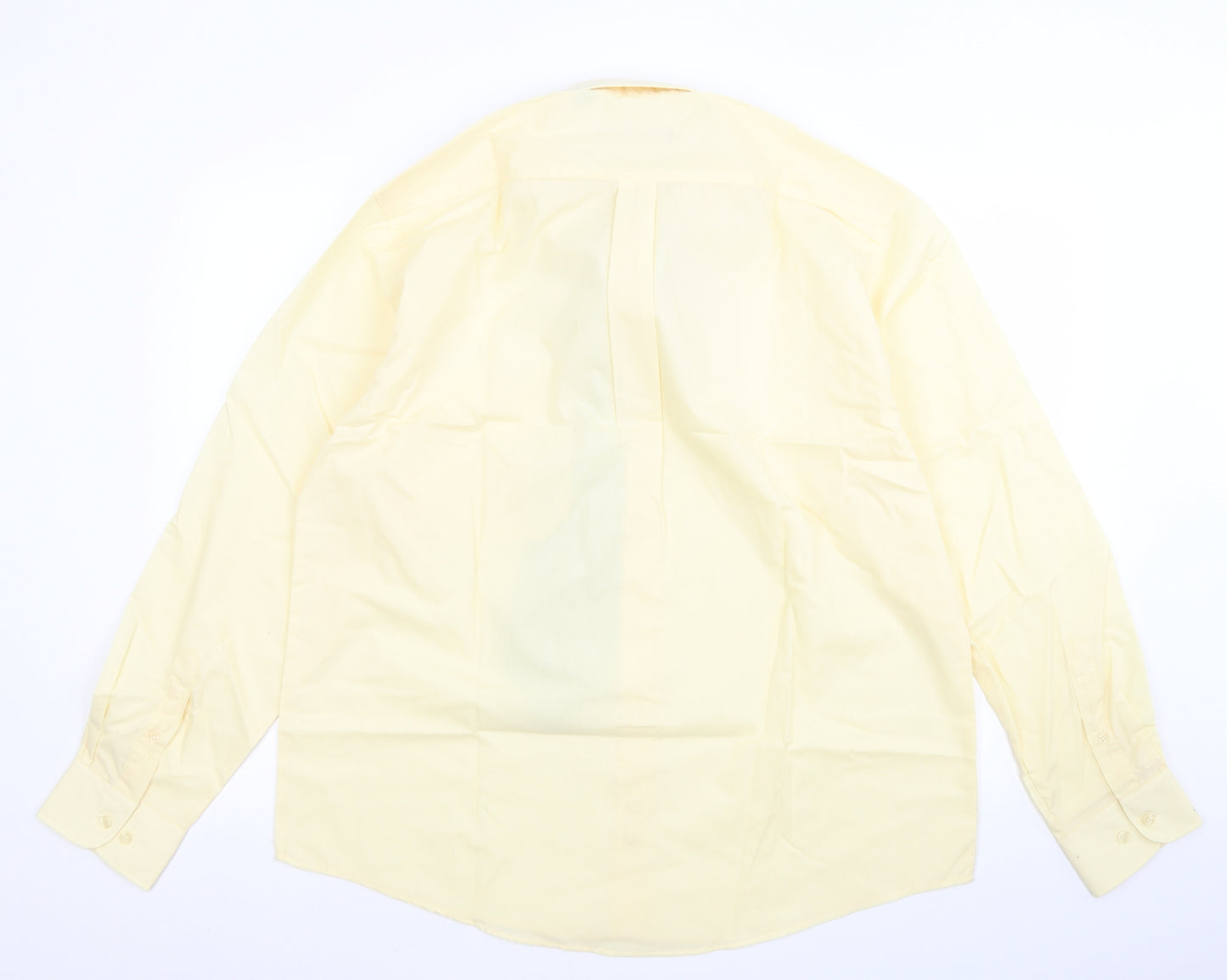 Tom Hagan Mens Yellow  Polyester  Dress Shirt Size 16.5 Collared Button - With Tie