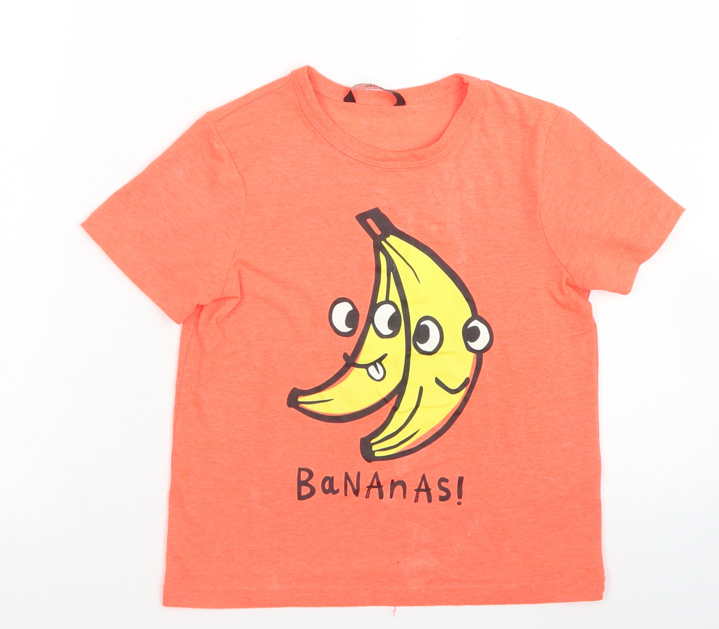 George Boys Orange  Polyester Basic T-Shirt Size 5-6 Years Crew Neck  - Bananas