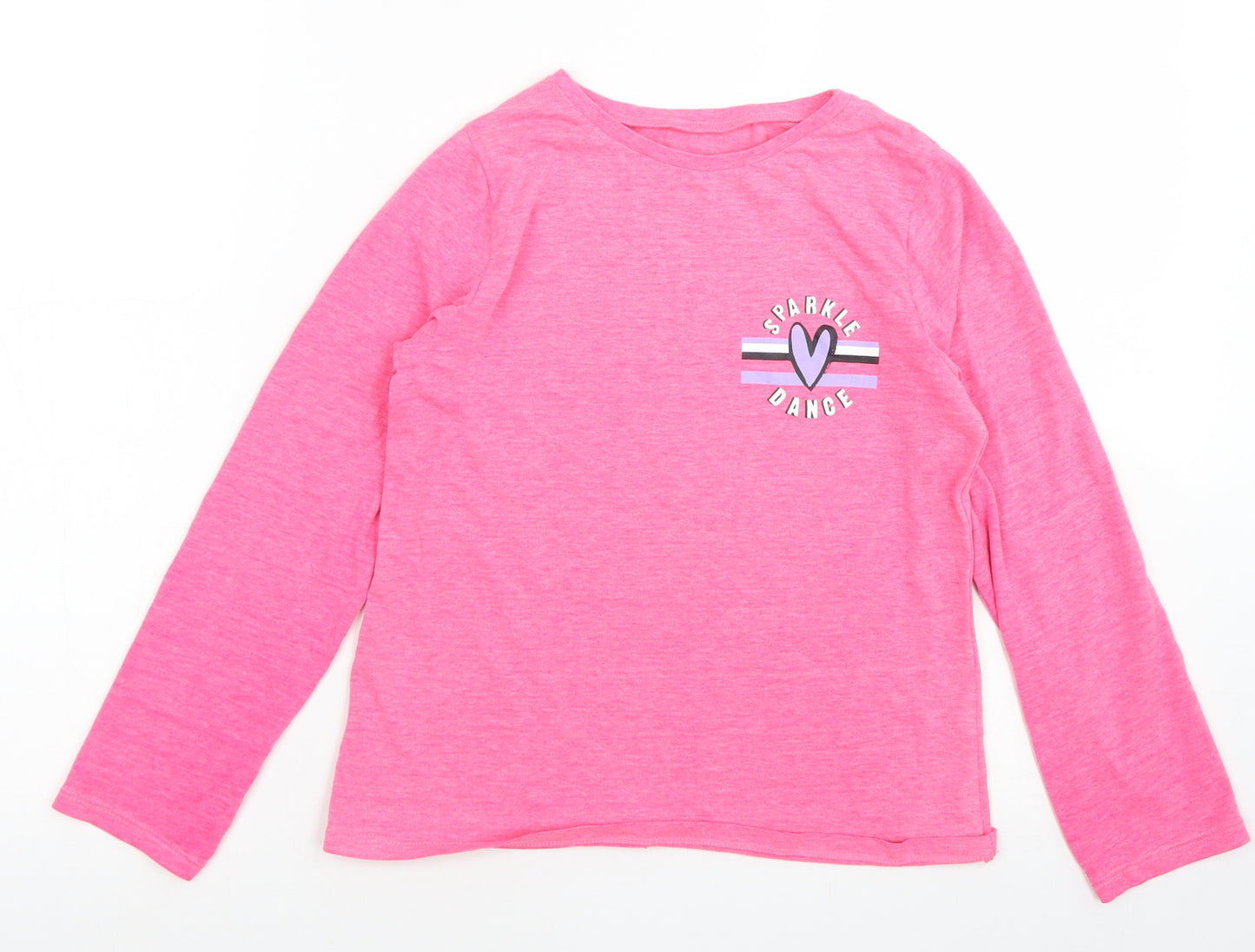 George Girls Pink  Cotton Basic T-Shirt Size 9-10 Years Crew Neck