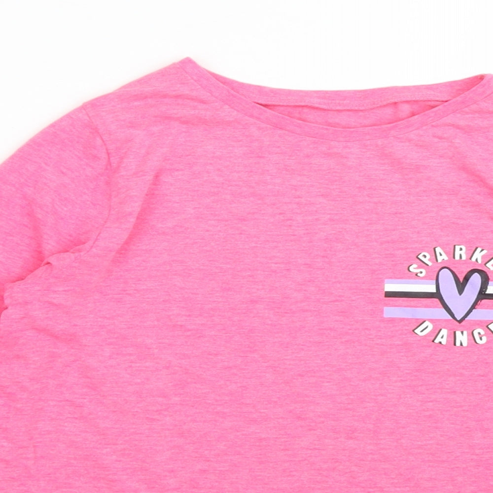 George Girls Pink  Cotton Basic T-Shirt Size 9-10 Years Crew Neck