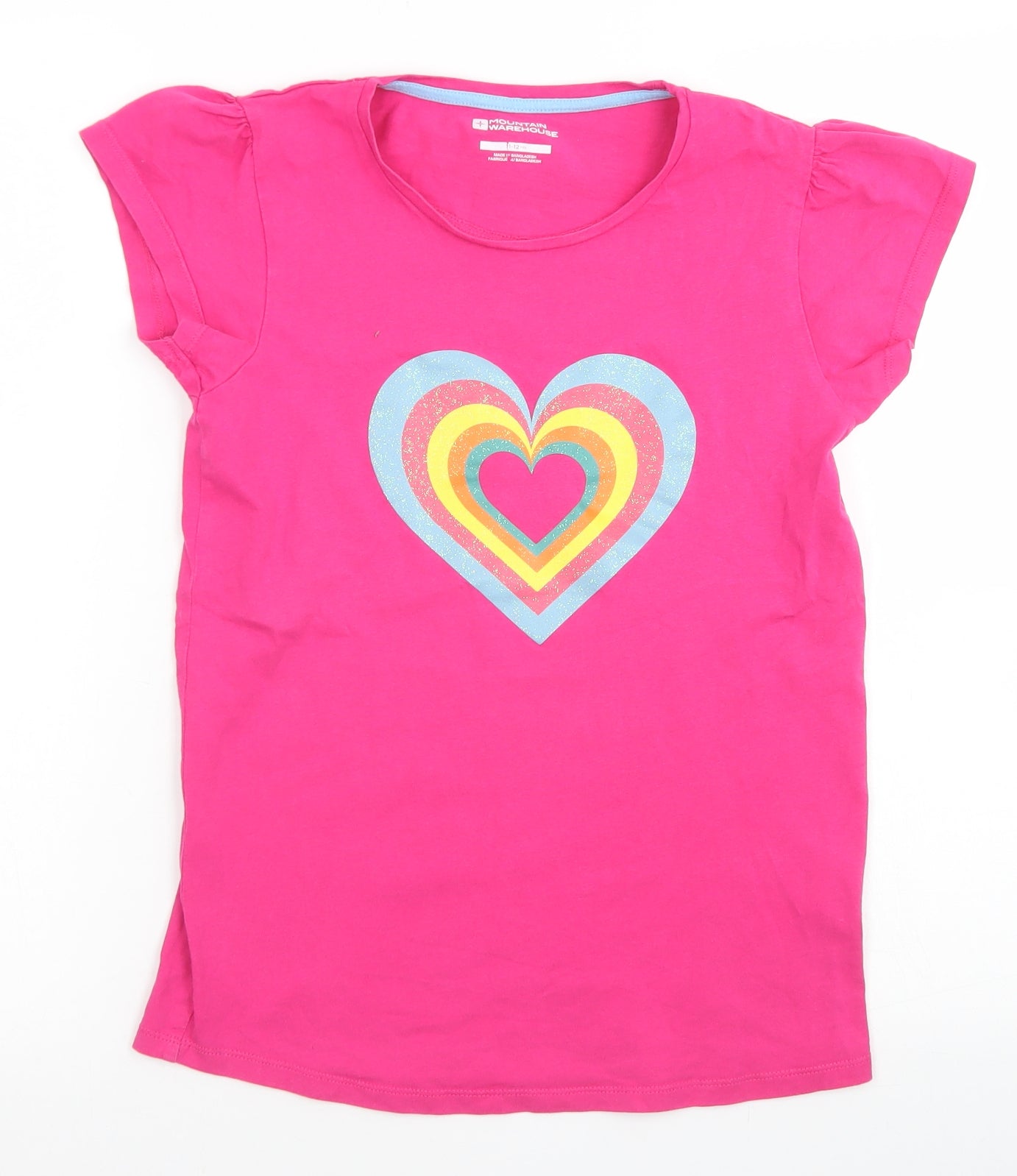 Mountain Warehouse Girls Pink  Cotton Basic T-Shirt Size 11-12 Years Crew Neck