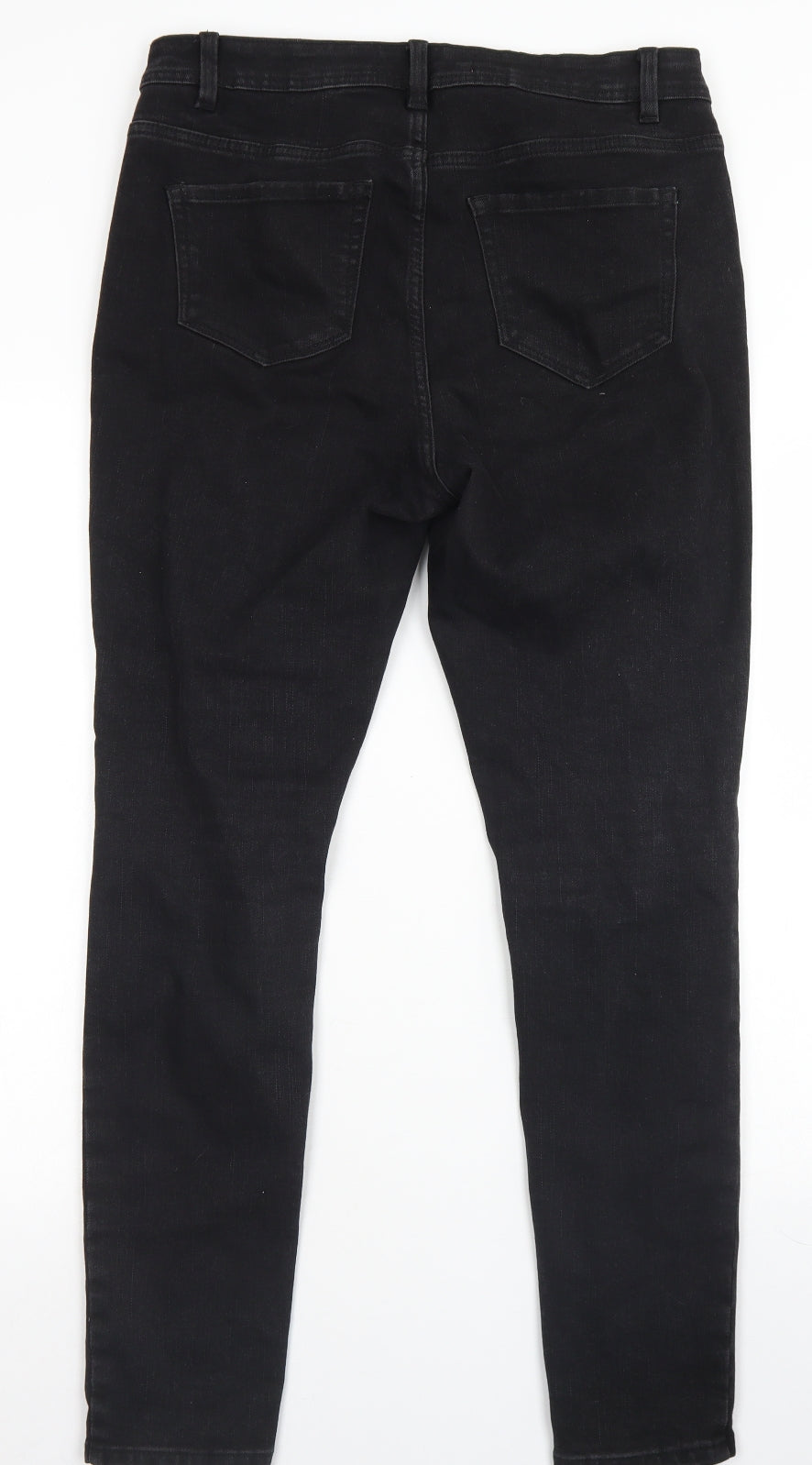 George Womens Black  Cotton Skinny Jeans Size 14 L28 in Regular Button
