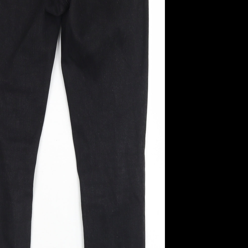 George Womens Black  Cotton Skinny Jeans Size 14 L28 in Regular Button