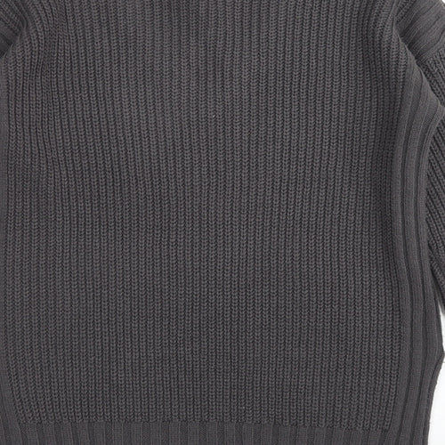 Papaya Womens Grey V-Neck  Acrylic Pullover Jumper Size M