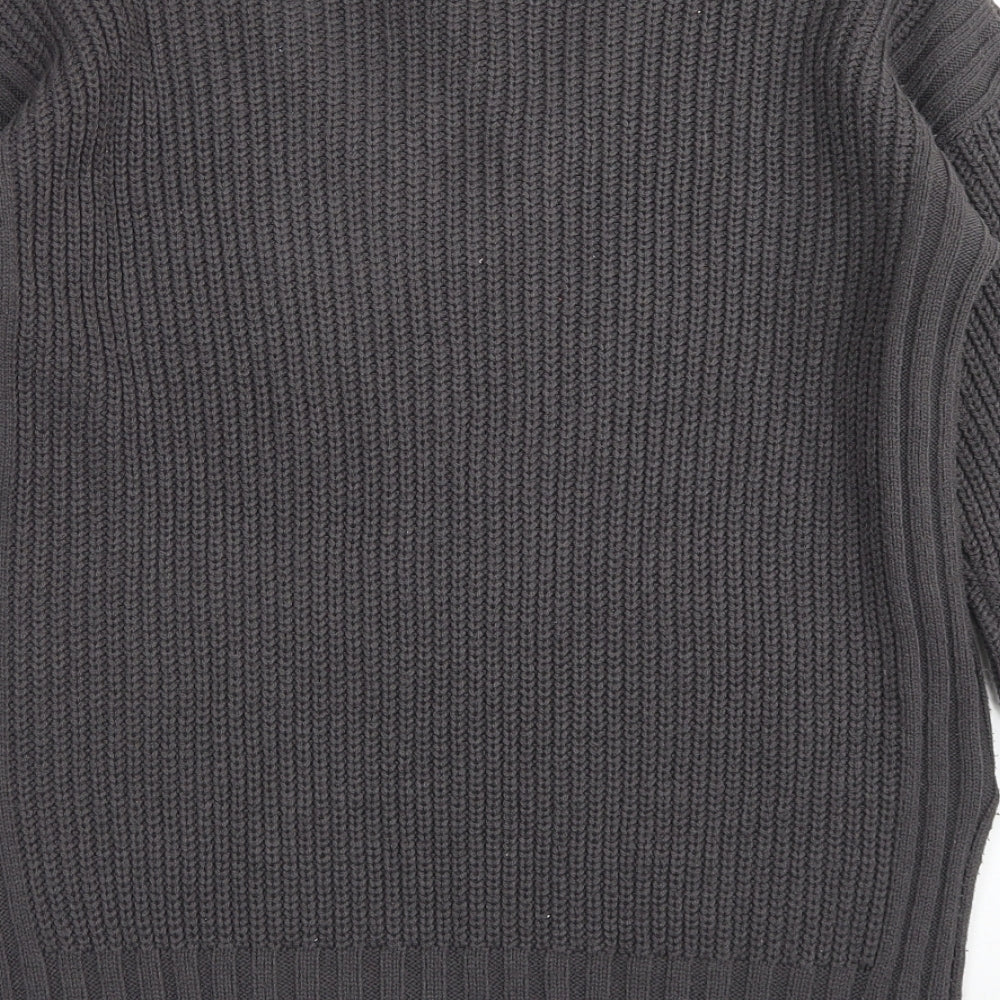 Papaya Womens Grey V-Neck  Acrylic Pullover Jumper Size M