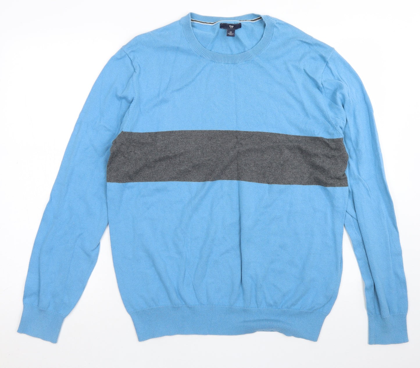 Gap Mens Blue Crew Neck  Cotton Pullover Jumper Size L