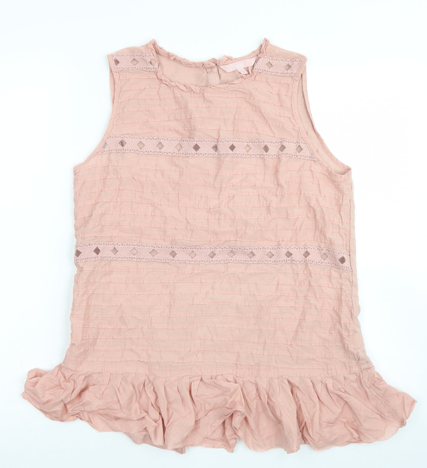 NEXT Womens Pink  Cotton Basic Blouse Size 12 Round Neck