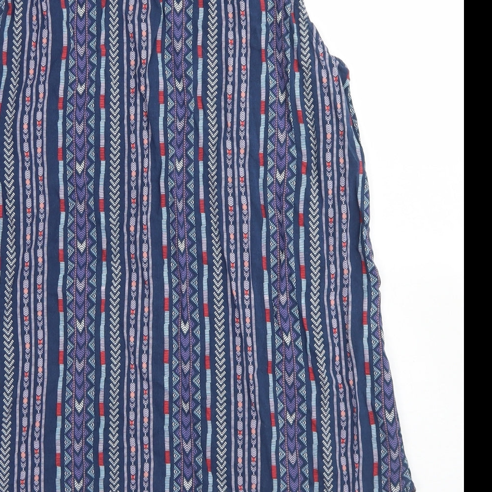 Pep & Co Womens Blue Striped Viscose Basic Blouse Size 10 V-Neck