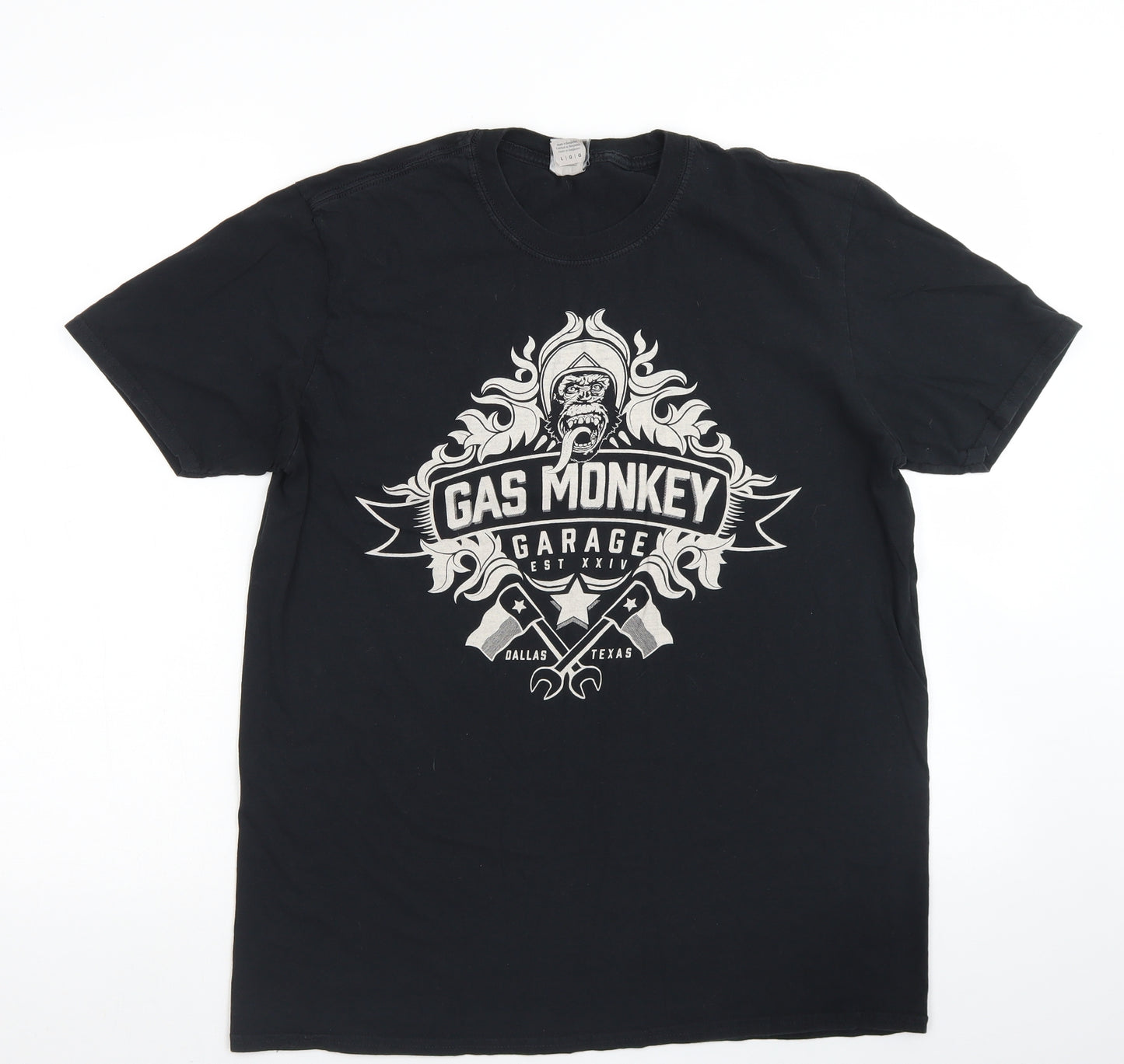 Gas Monkey Garage Mens Black  Cotton  T-Shirt Size L Crew Neck