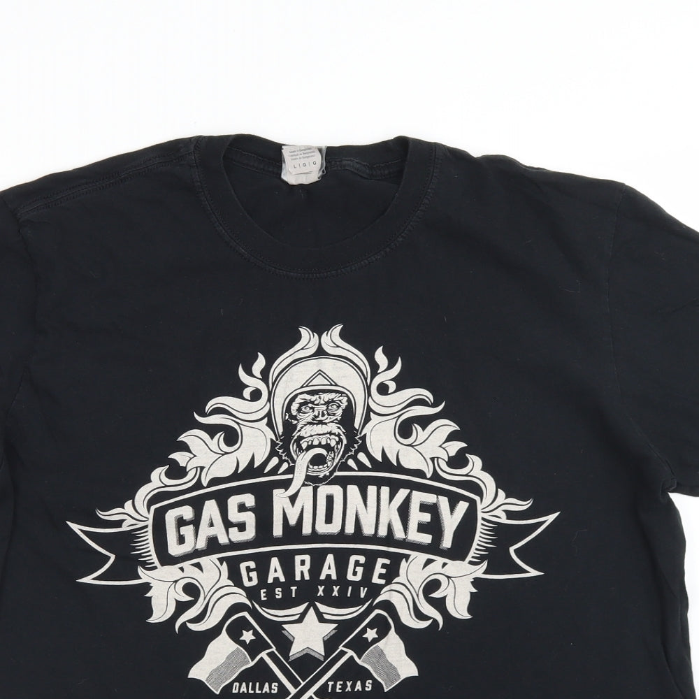 Gas Monkey Garage Mens Black  Cotton  T-Shirt Size L Crew Neck