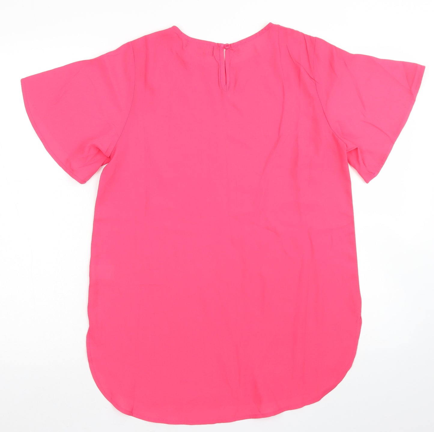 Studio Womens Pink  Polyester Basic Blouse Size 8 Crew Neck