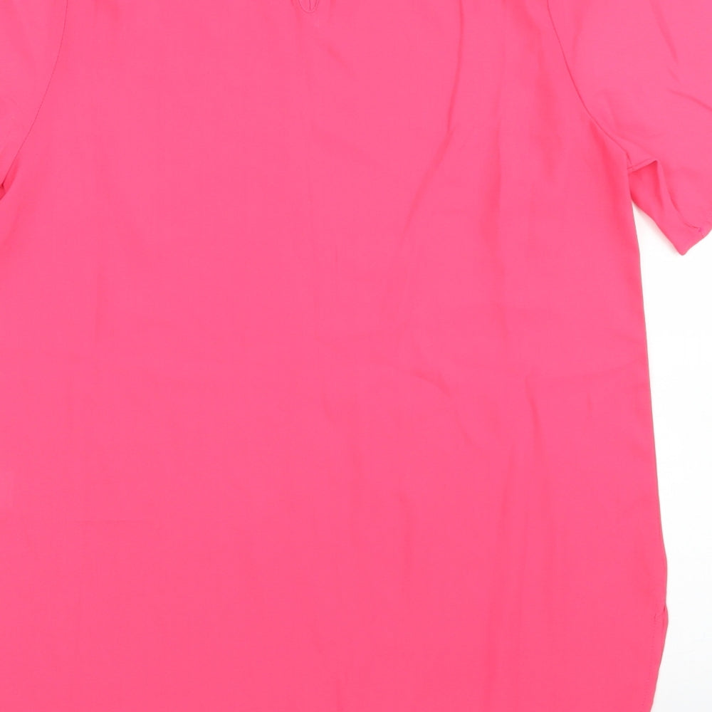 Studio Womens Pink  Polyester Basic Blouse Size 8 Crew Neck