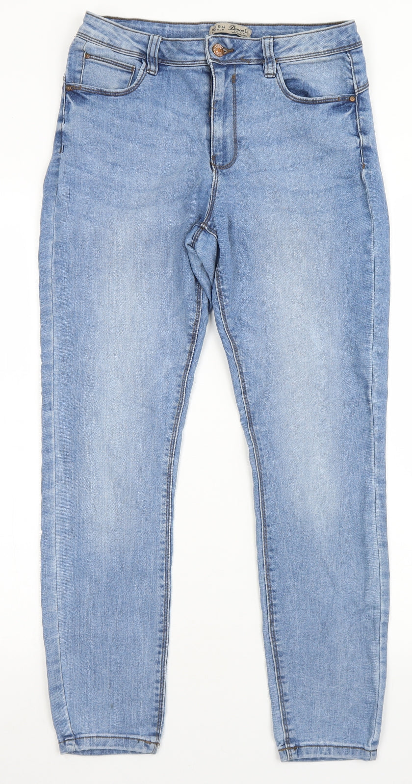 Denim Co Womens Blue  Cotton Skinny Jeans Size 14 L25 in Regular Button
