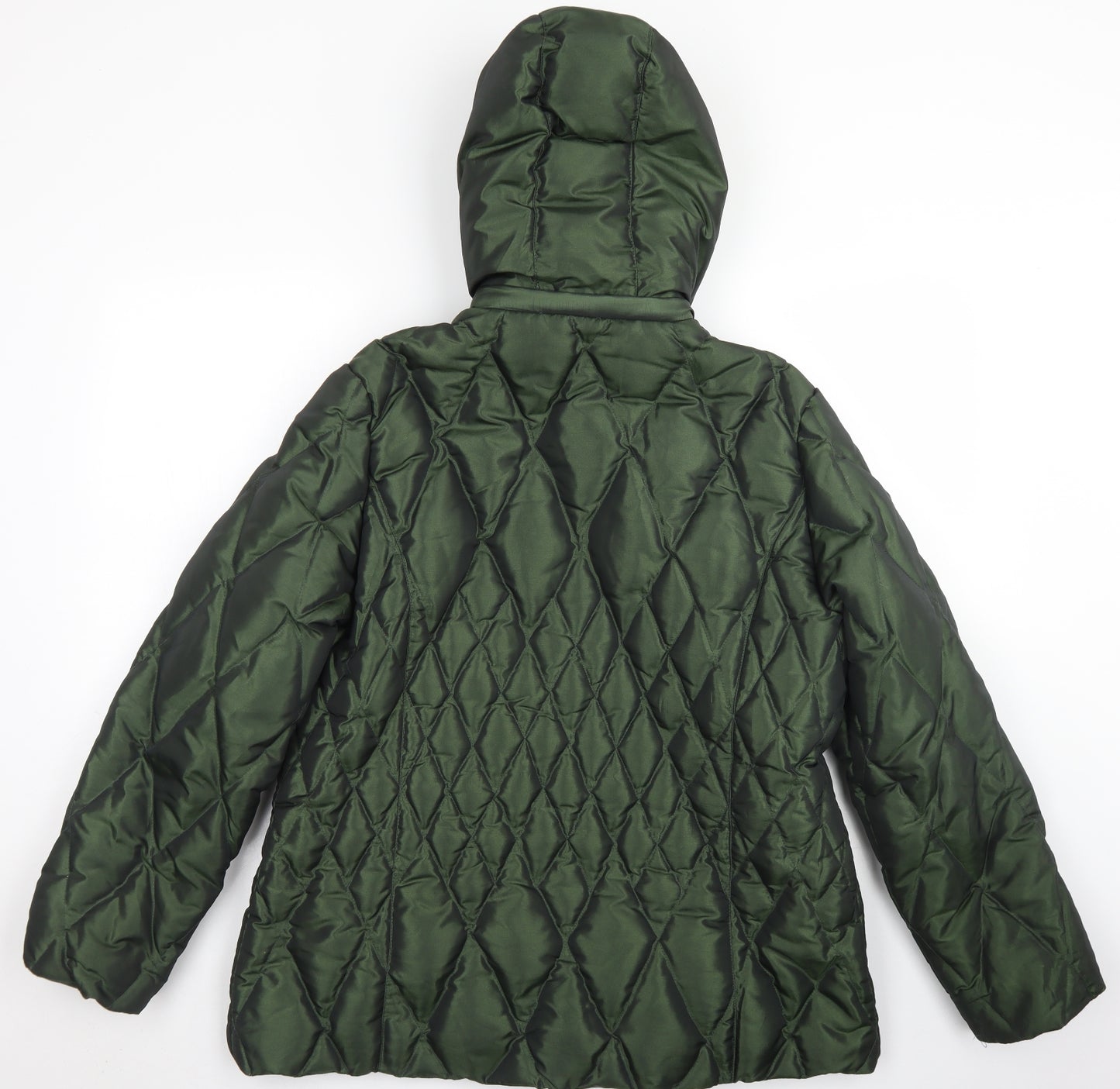 Per Una Womens Green Argyle/Diamond  Parka Coat Size L  Zip