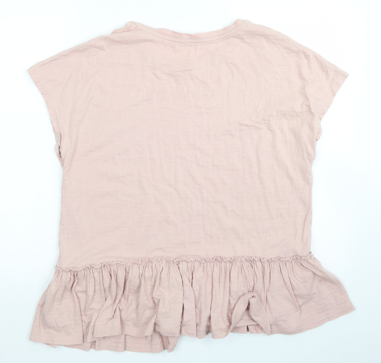 George Womens Pink  Cotton Basic T-Shirt Size 14 Crew Neck - Peplum