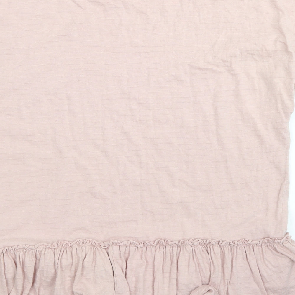 George Womens Pink  Cotton Basic T-Shirt Size 14 Crew Neck - Peplum