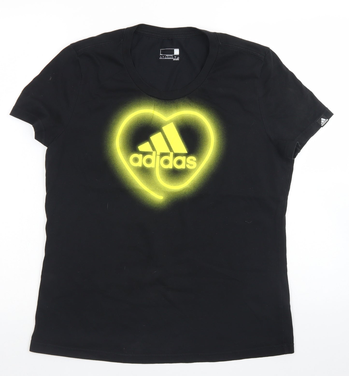 adidas Womens Black  Cotton Basic T-Shirt Size 16 Crew Neck
