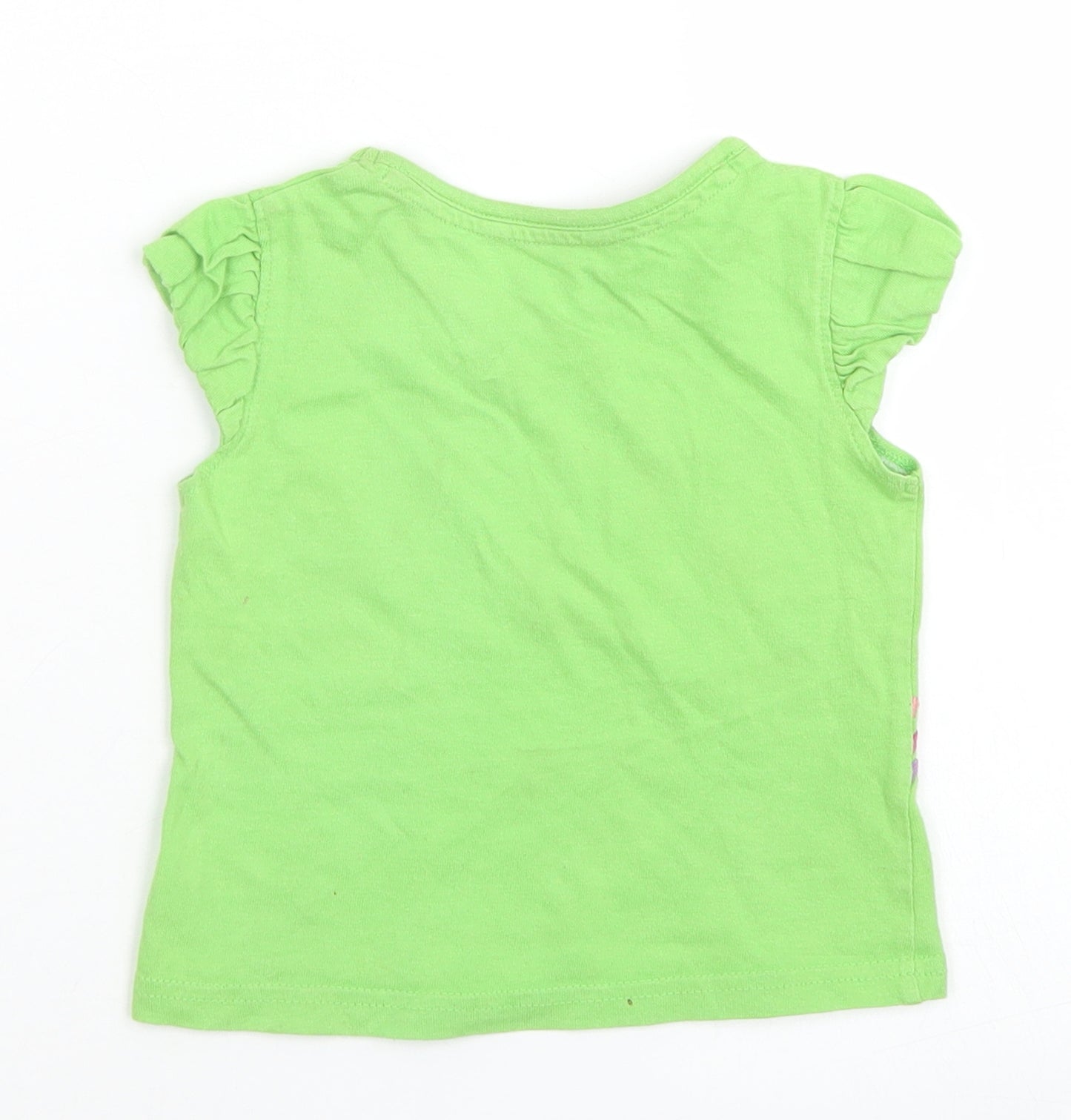 George Girls Green  Cotton Basic T-Shirt Size 12-18 Months Crew Neck  - Elephants