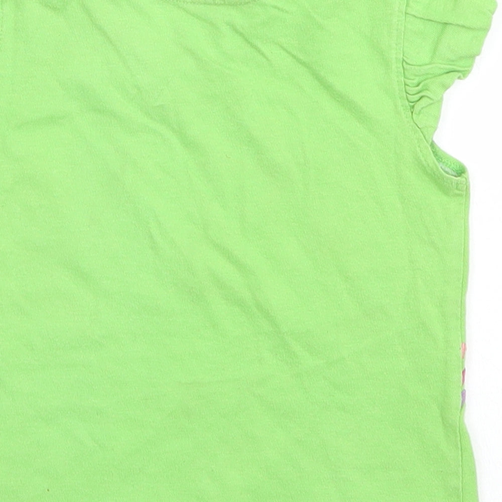 George Girls Green  Cotton Basic T-Shirt Size 12-18 Months Crew Neck  - Elephants