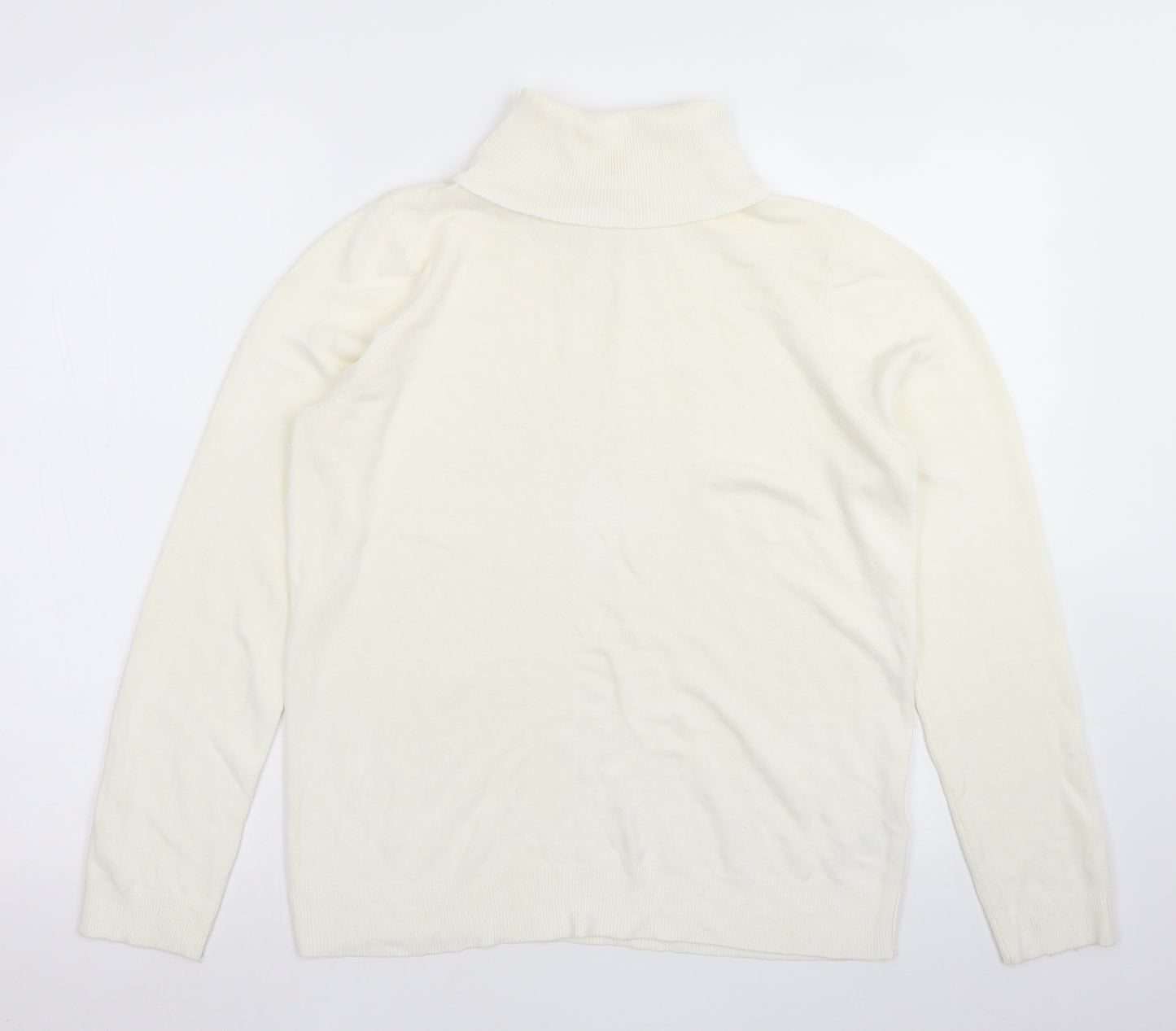 BHS Womens White Roll Neck  Acrylic Pullover Jumper Size 16