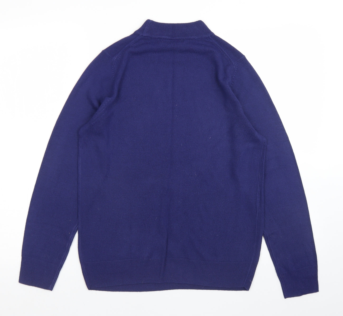 Classic Womens Blue Crew Neck  Acrylic Pullover Jumper Size 14