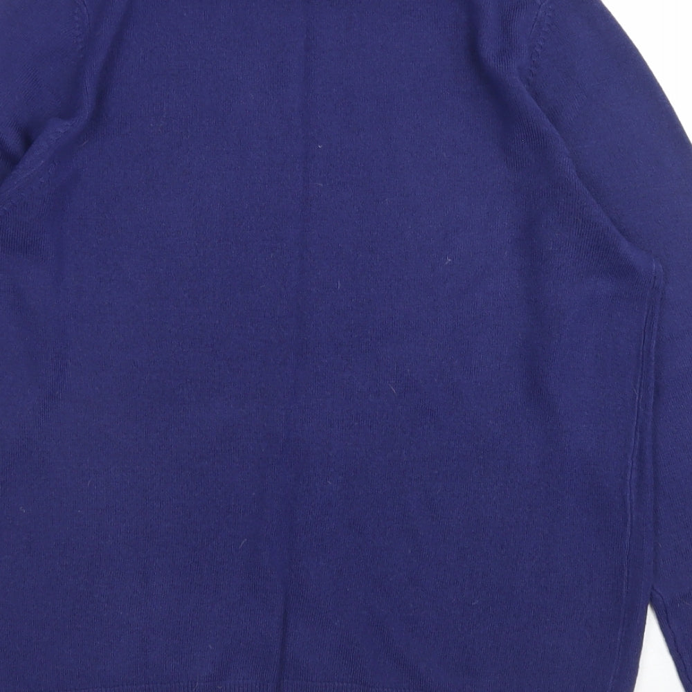 Classic Womens Blue Crew Neck  Acrylic Pullover Jumper Size 14