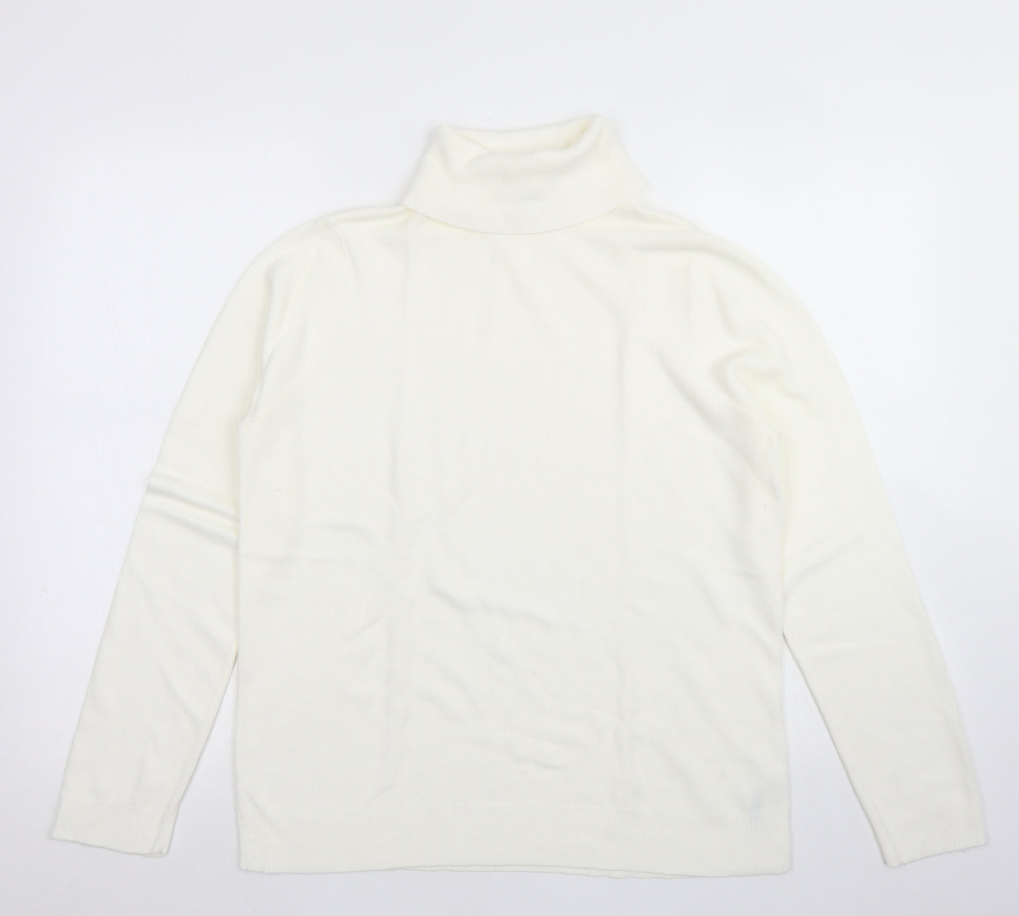 Love Knitwear Womens White Roll Neck  Acrylic Pullover Jumper Size 16