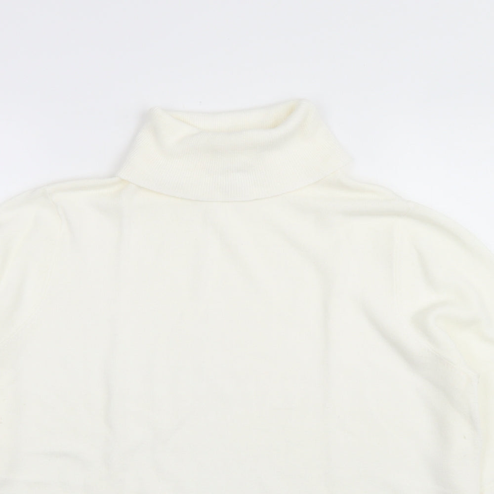 Love Knitwear Womens White Roll Neck  Acrylic Pullover Jumper Size 16