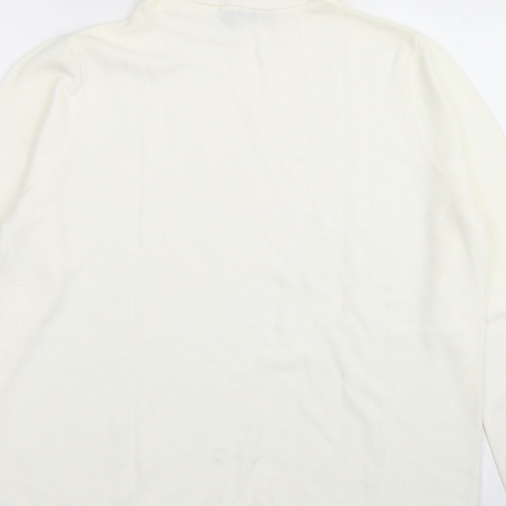 Love Knitwear Womens White Roll Neck  Acrylic Pullover Jumper Size 16