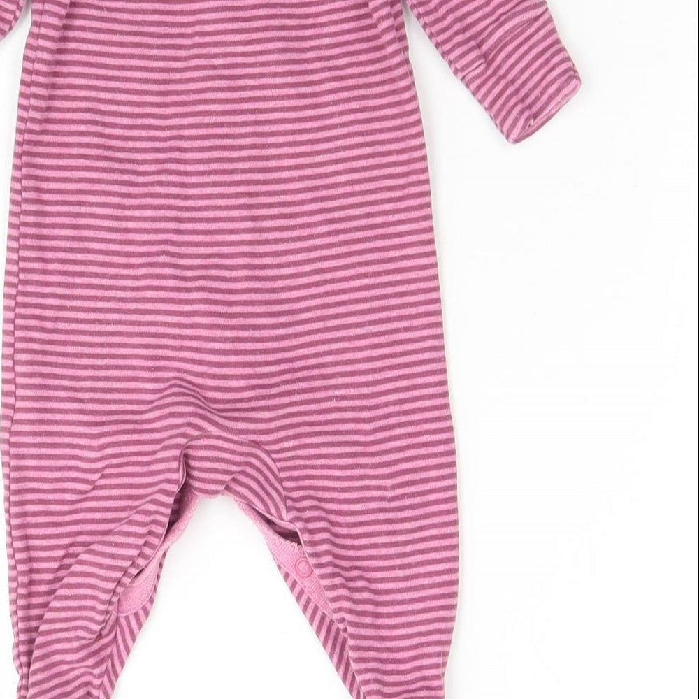NEXT Girls Pink Striped Cotton Babygrow One-Piece Size 0-3 Months  Snap - Rabbit