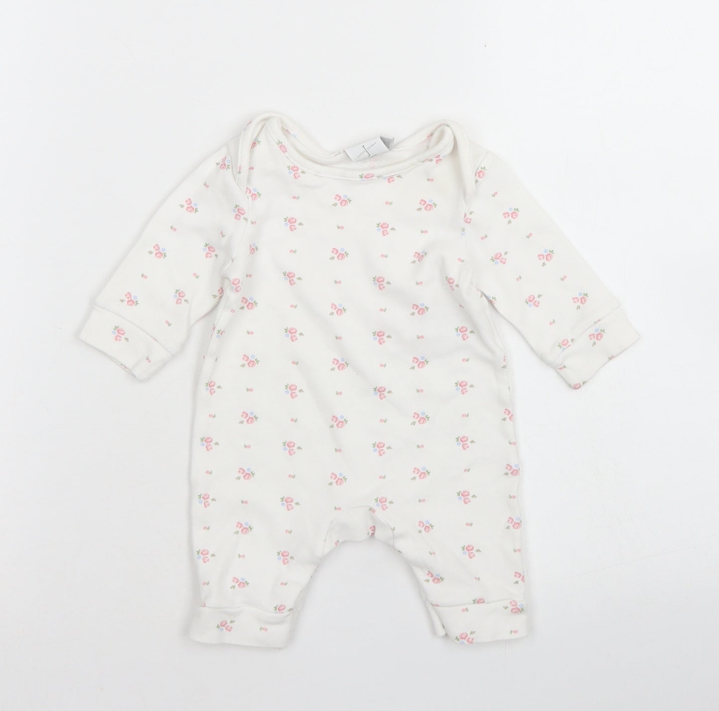 Jasper Conran Girls White Floral Cotton Romper One-Piece Size Newborn  Snap