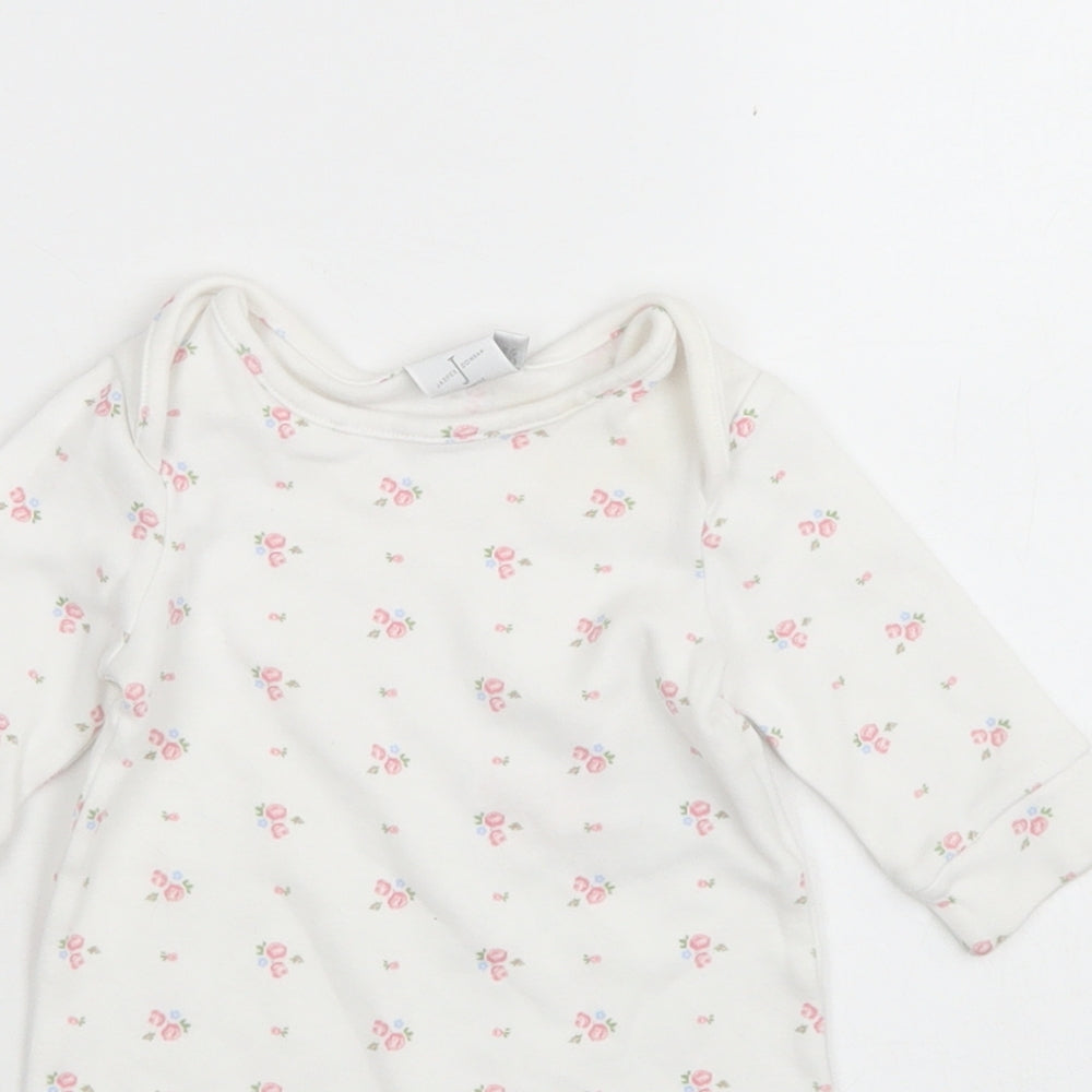 Jasper Conran Girls White Floral Cotton Romper One-Piece Size Newborn  Snap