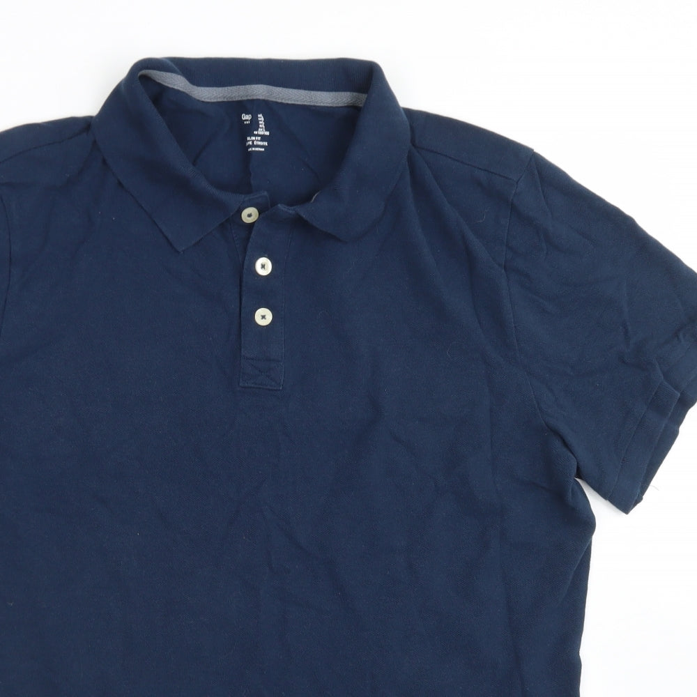 Gap Mens Blue  Cotton  Polo Size L Collared Button