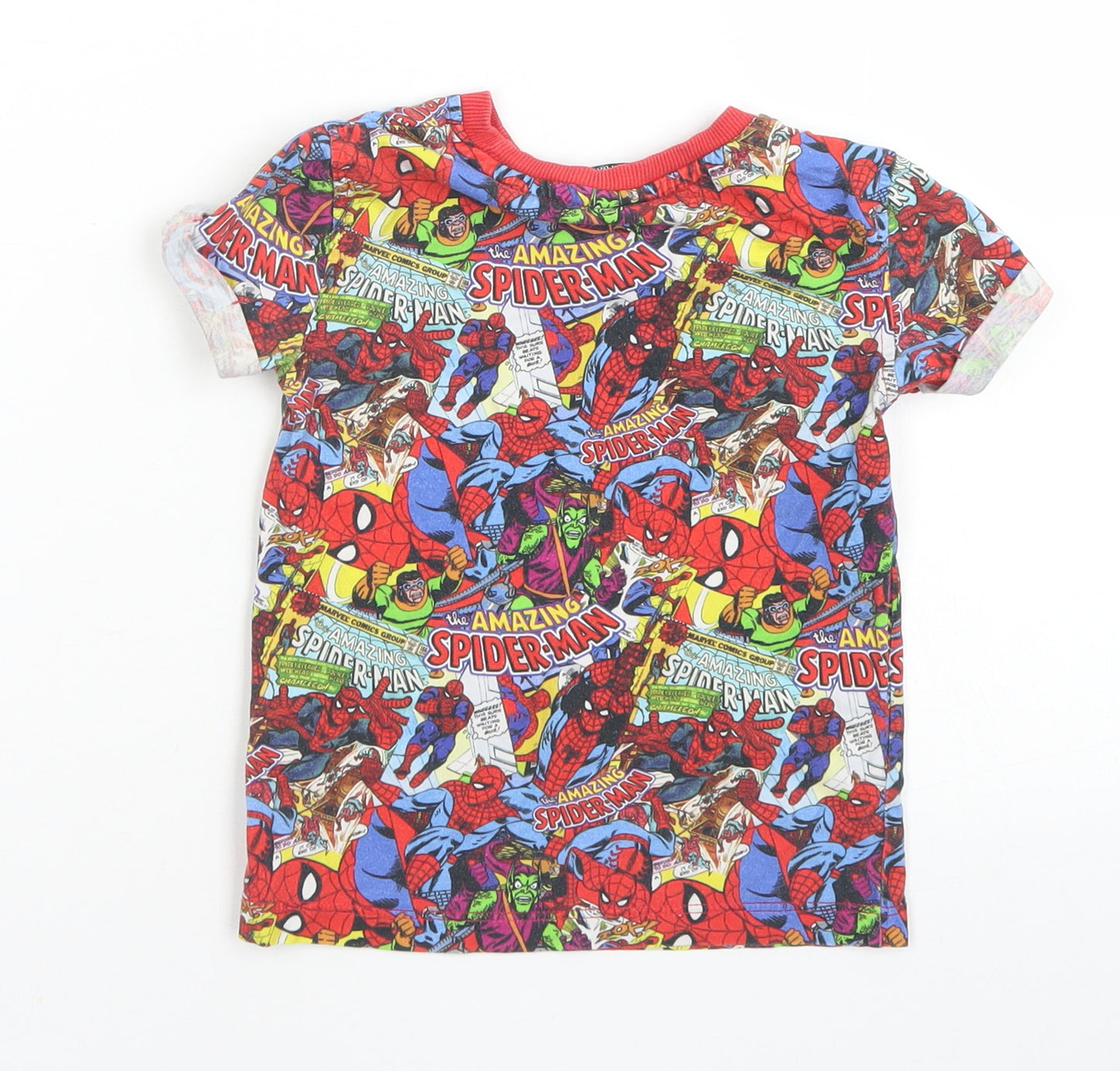 George Boys Red  Cotton Basic T-Shirt Size 18-24 Months Crew Neck  - Spider-Man Comic Strip