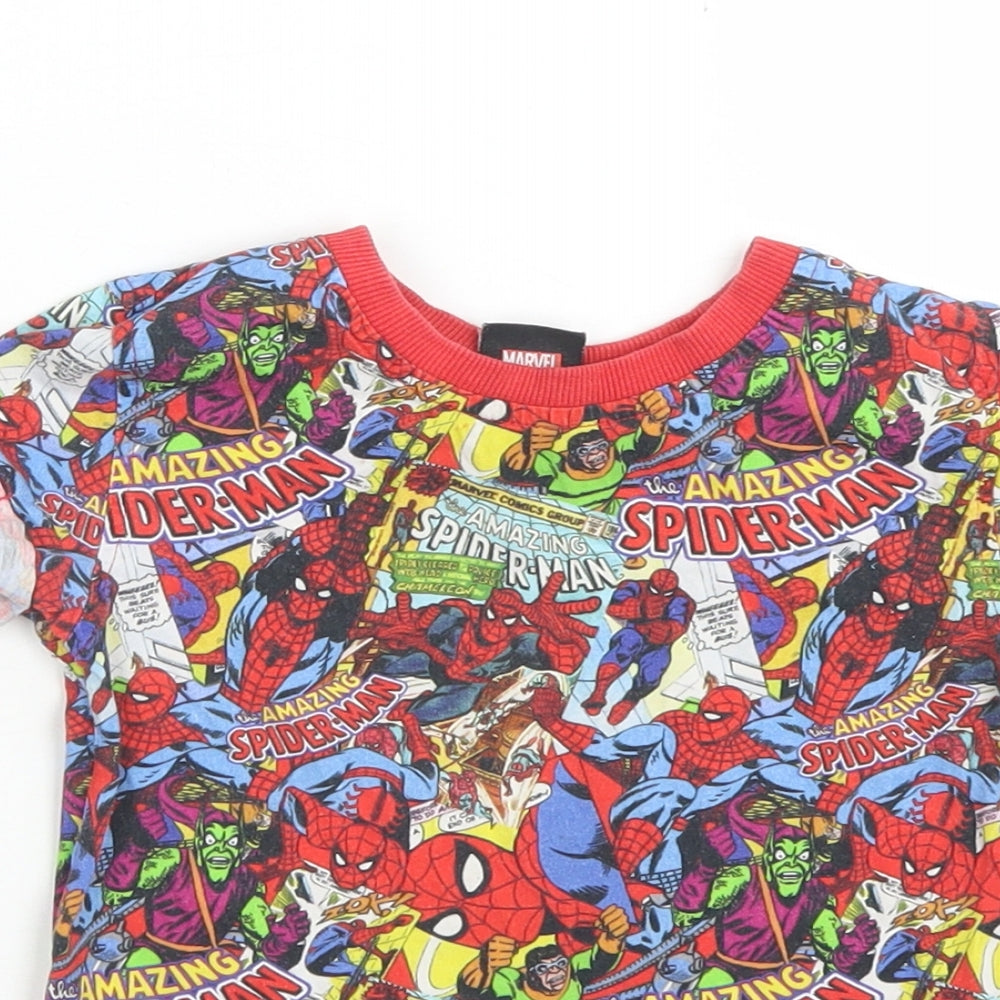George Boys Red  Cotton Basic T-Shirt Size 18-24 Months Crew Neck  - Spider-Man Comic Strip