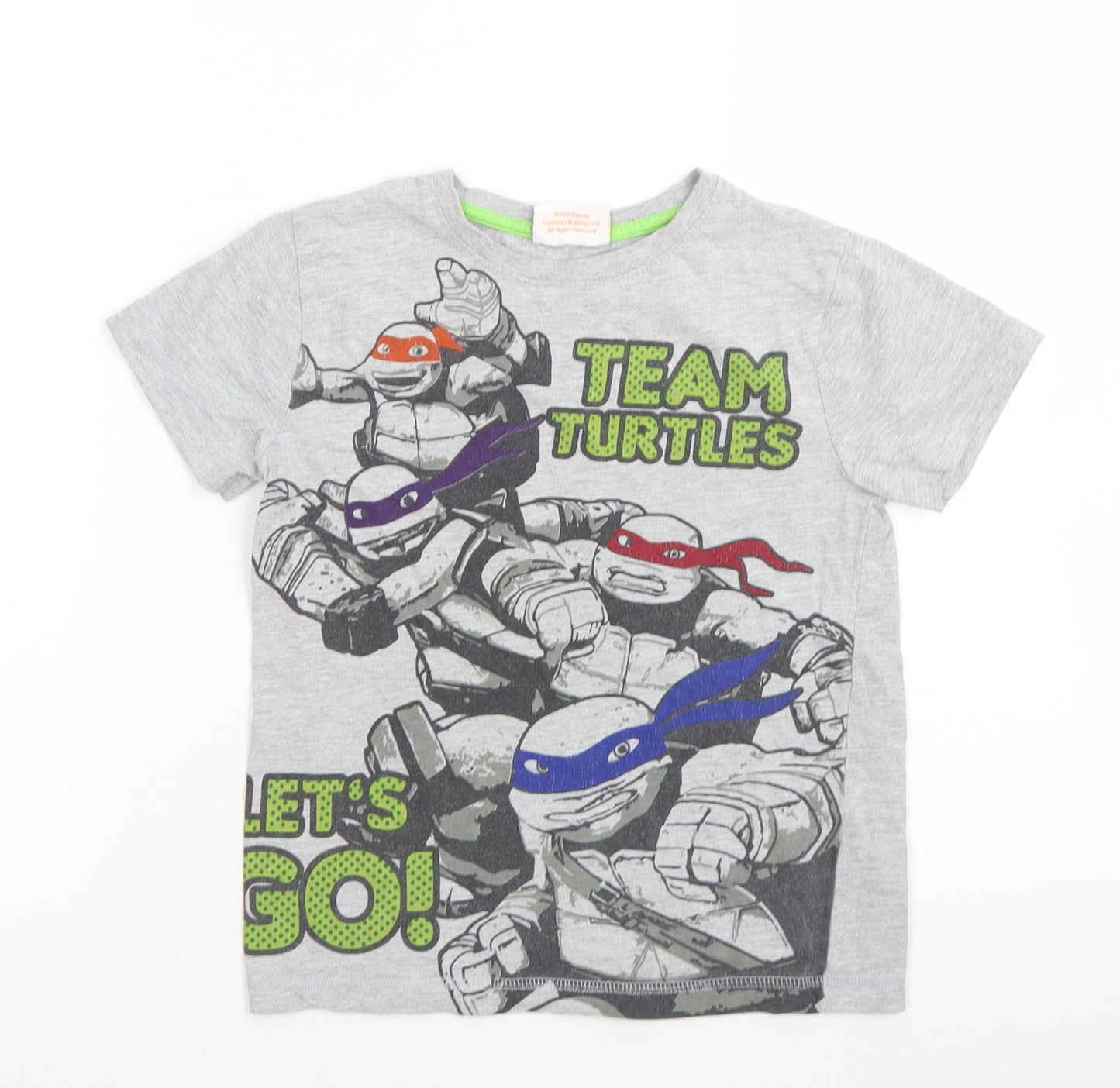 TU Boys Grey  Cotton Basic T-Shirt Size 7 Years Collared  - Teenage Mutant Ninja Turtles